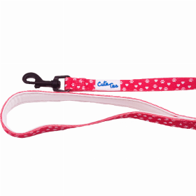 Cutie Ties Fun Design Dog Leash (Color: Paw Prints & Hearts Red, size: small)