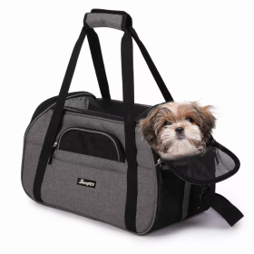 JESPET Soft-Sided Kennel Pet Carrier for Small Dogs, Cats, Puppy, Airline Approved Cat Carriers Dog Carrier Collapsible, Travel Handbag & Car Seat (Color: Smoke Grey, size: 17" x 9" x 11.5")