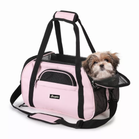 JESPET Soft-Sided Kennel Pet Carrier for Small Dogs, Cats, Puppy, Airline Approved Cat Carriers Dog Carrier Collapsible, Travel Handbag & Car Seat (Color: Pink, size: 19" x 10" x 13")