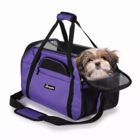 JESPET Soft-Sided Kennel Pet Carrier for Small Dogs, Cats, Puppy, Airline Approved Cat Carriers Dog Carrier Collapsible, Travel Handbag & Car Seat (Color: purple, size: 19" x 10" x 13")
