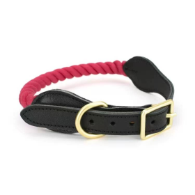 Luxe Royal Leather Rope Collar (Color: Burgundy)