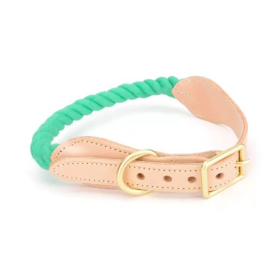 Luxe Royal Leather Rope Collar (Color: Dragon Green)