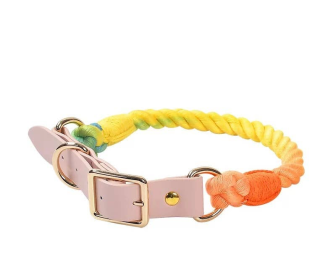 Luxe Royal Leather Rope Collar (Color: Classic Rainbow)