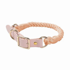 Luxe Royal Leather Rope Collar (Color: Cotton Coral)