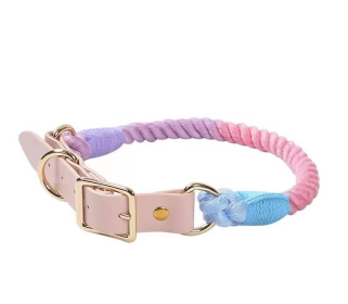 Luxe Royal Leather Rope Collar (Color: Macaron Love)