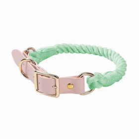 Luxe Royal Leather Rope Collar (Color: Mint Green)