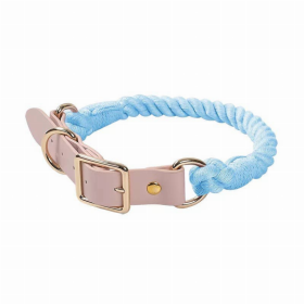 Luxe Royal Leather Rope Collar (Color: Sky Blue)